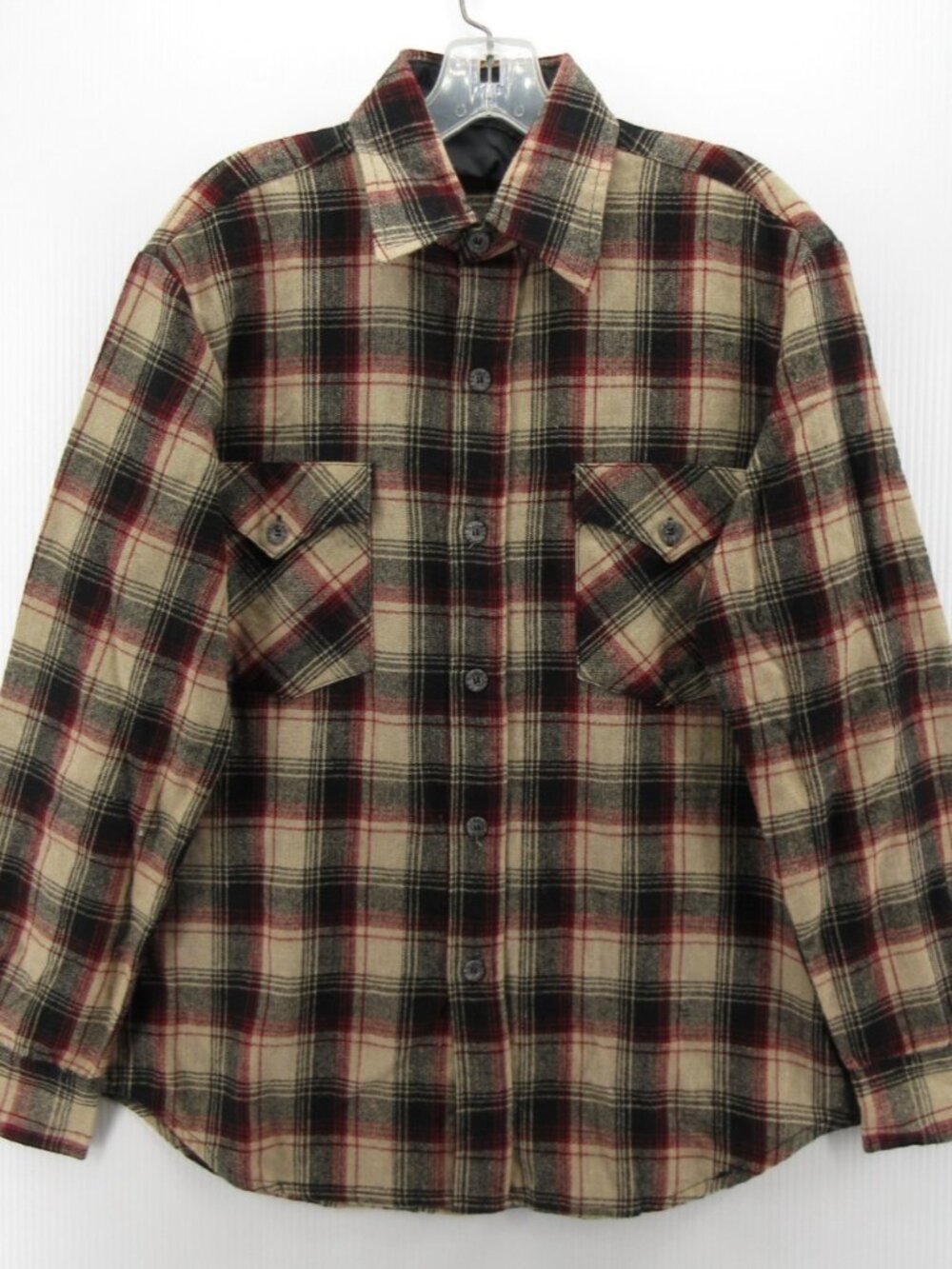 VINTAGE Montgomery Ward Shirt Medium Wool Linen Brushed Twill Plaid *